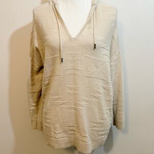 American Eagle Outfitters Hooded Knit Sweater | Size L | Neutral Cream